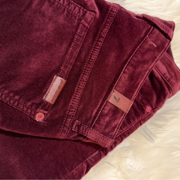 7 For All Mankind Women's Burgundy Velvet Straight Leg Jeans - Picture 4 of 5